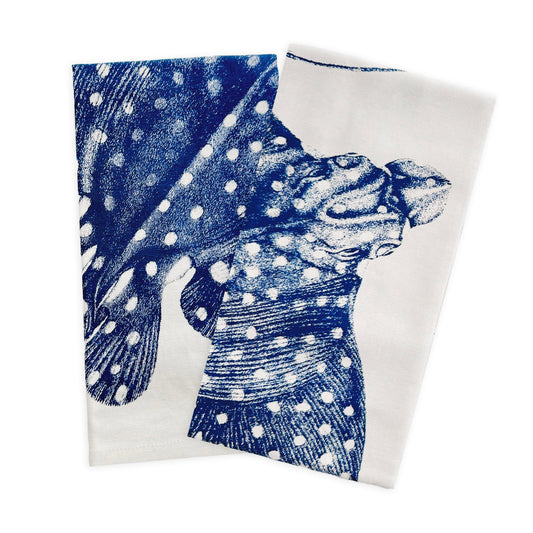 Stingray Kitchen Towels Set of 2 - Coastal Nautical Cotton Kitchen Linens, Beach House Kitchen Decor