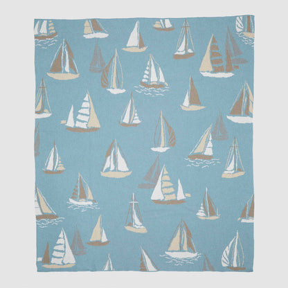 Sailboats - Cotton Sustainable Knit Throw Blanket