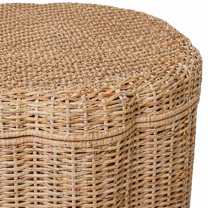 Scalloped Wicker Storage Ottoman