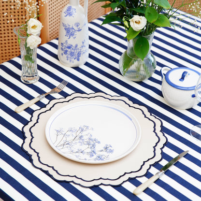 Scarlet, White & Navy Embroidered Faux Leather Placemats
