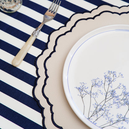 Scarlet, White & Navy Embroidered Faux Leather Placemats