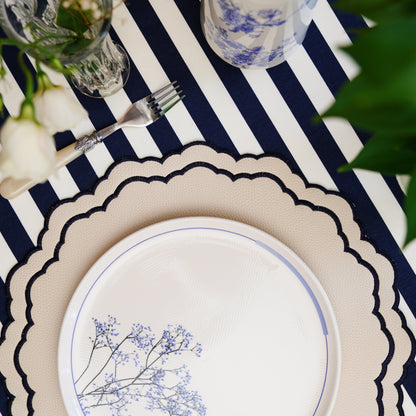 Scarlet, White & Navy Embroidered Faux Leather Placemats