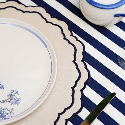 Scarlet, White & Navy Embroidered Faux Leather Placemats