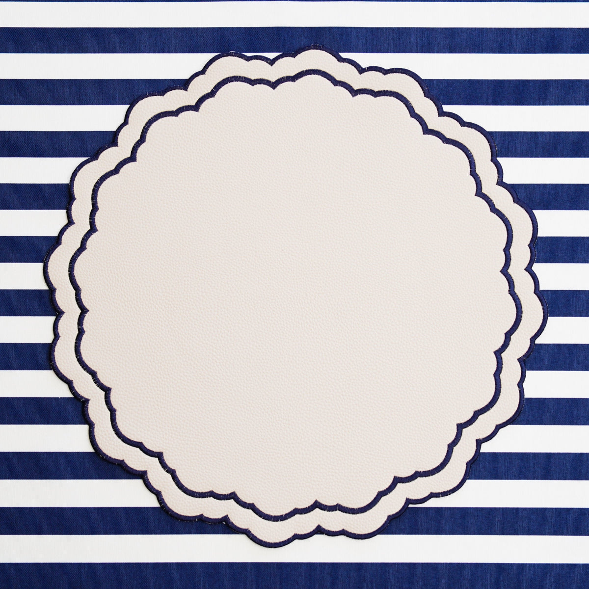 Scarlet, White & Navy Embroidered Faux Leather Placemats