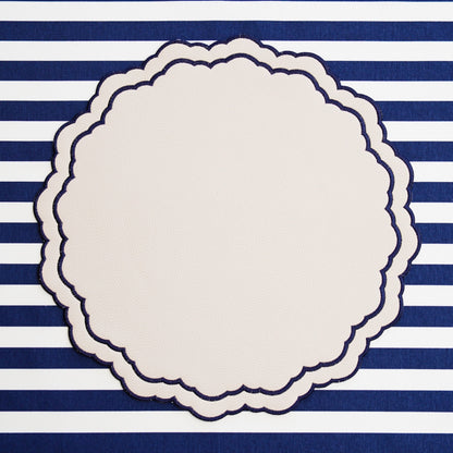 Scarlet, White & Navy Embroidered Faux Leather Placemats