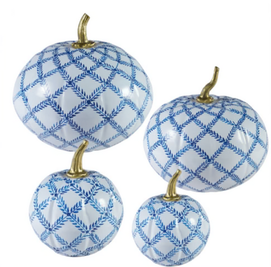 White Pumpkin with Blue Trellis