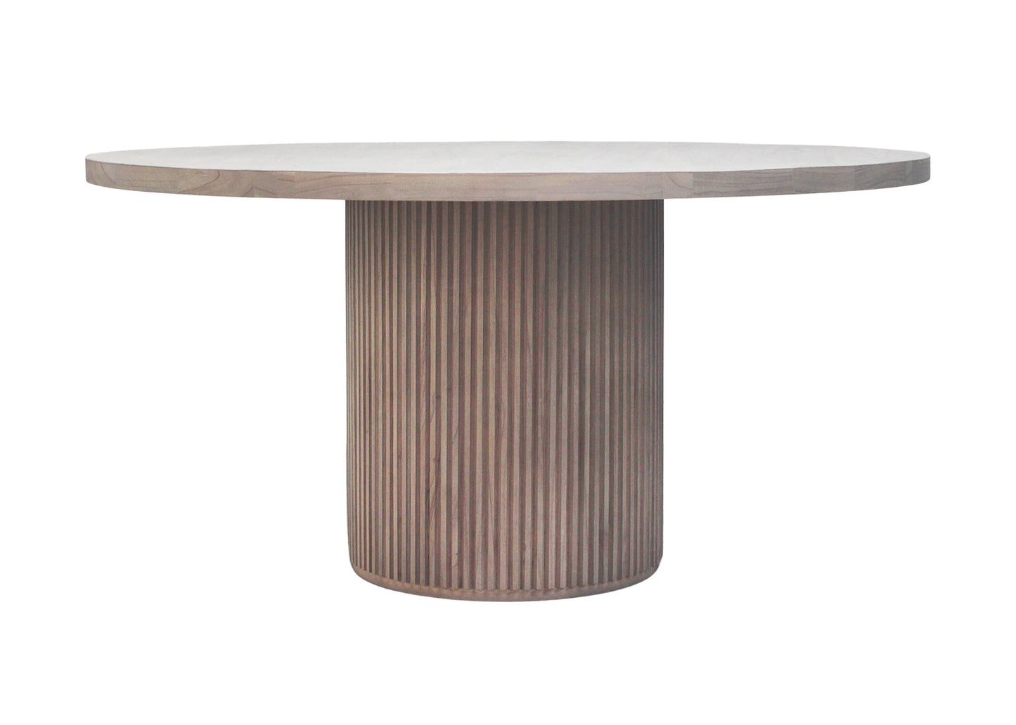Selene Dining Table - Coastal Modern Round Dining Table, Fluted Plinth Base