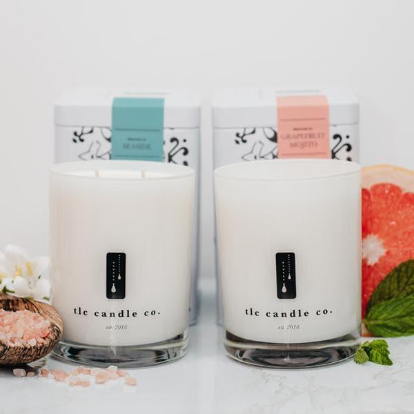 two white scented candles