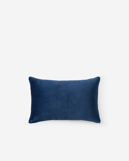 Baritone Blue cotton velvet crane lumbar pillow detail