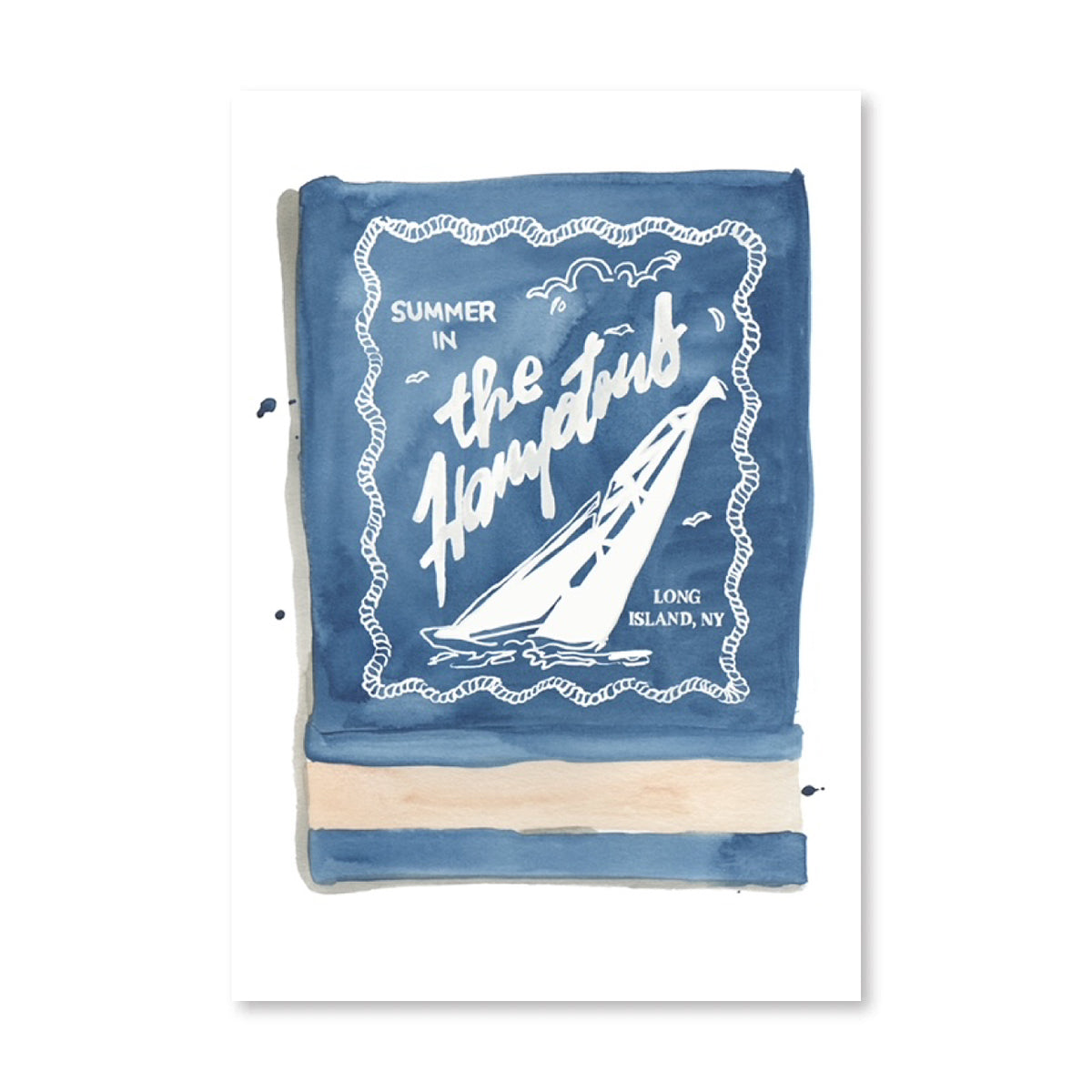 The Hamptons Matchbook Art Print - Coastal Watercolor Hamptons Wall Art, Beach House Decor & Gallery Wall