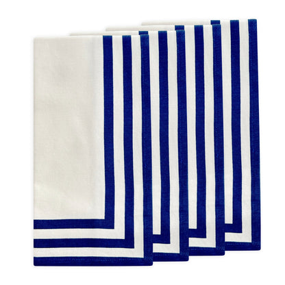 Triple Stripe Blue Dinner Napkins