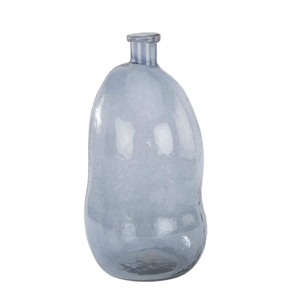 Handcrafted smoke gray glass vase with hammered texture