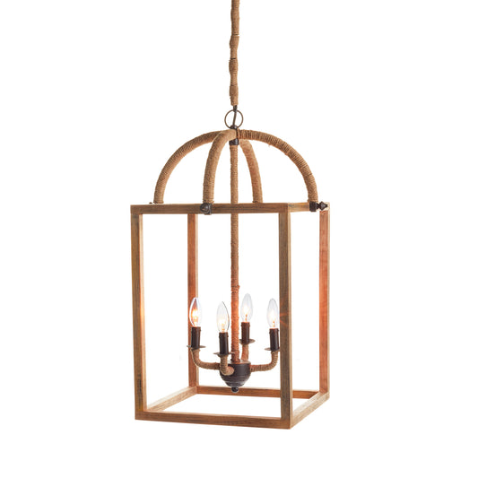 Morrison Pendant Light - Coastal Rustic Mango Wood & Jute Pendant, Beach House Lighting Decor
