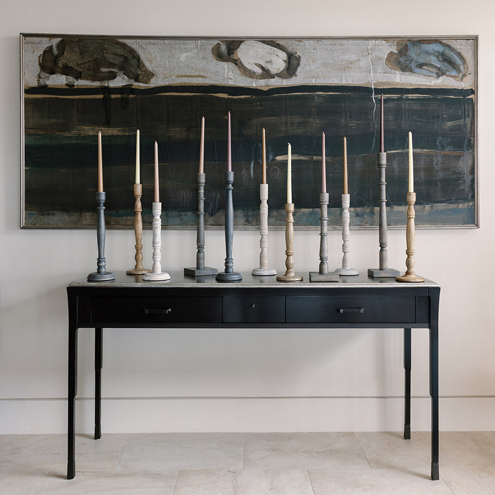 Tapered Candle Holder, Natural Wood