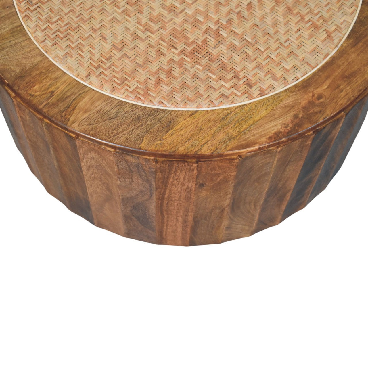 Artisan Furniture Solid Wood Rivera Rattan Coffee Table - Coastal Boho Living Room Furniture, Beach House Decor