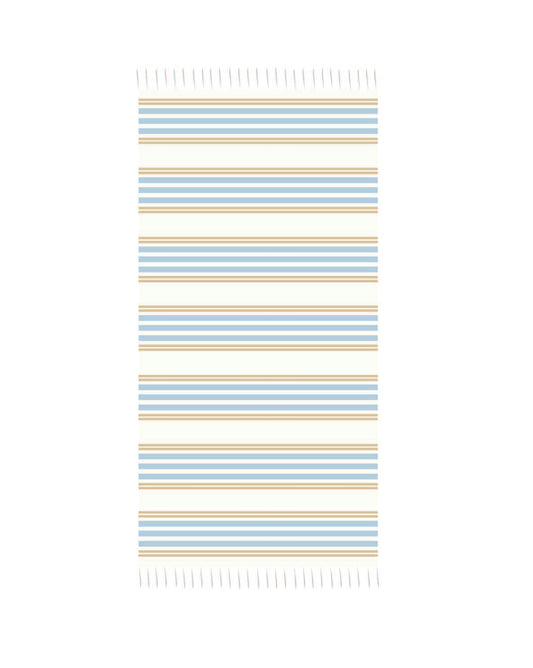 Handloom Turkish Hammam Towel, Blue & Yellow