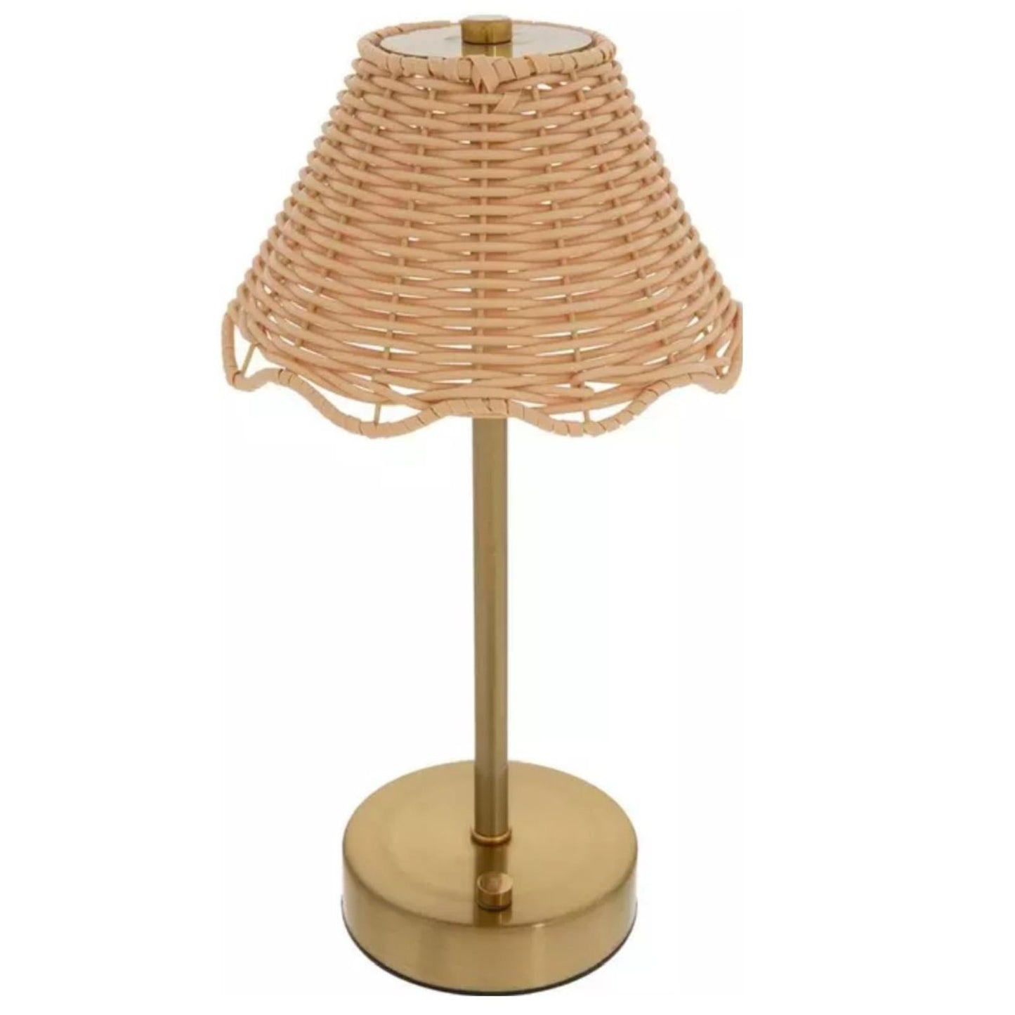 Scalloped Rattan LED Table Lamp - Coastal Woven Accent Lighting, Beach House Decor