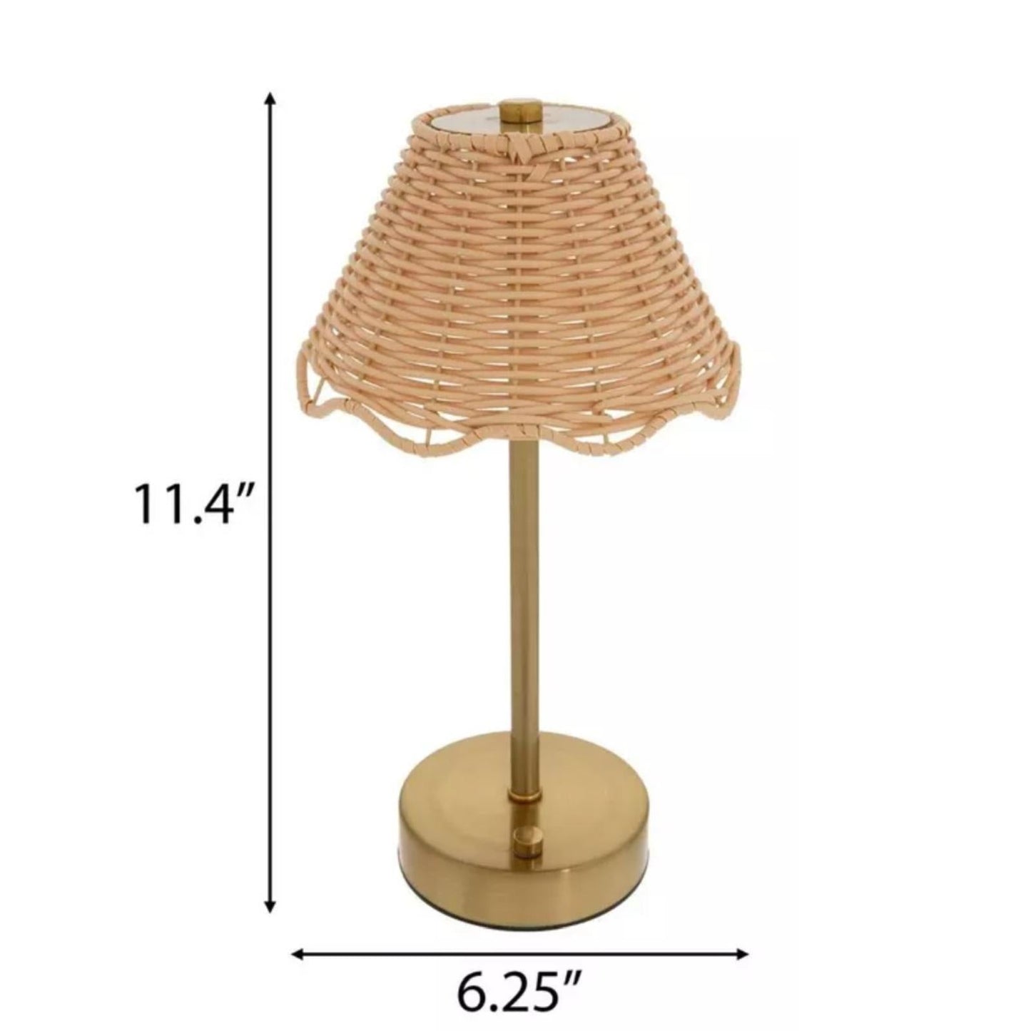 Scalloped Rattan LED Table Lamp - Coastal Woven Accent Lighting, Beach House Decor