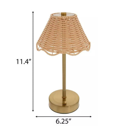 Scalloped Rattan LED Table Lamp