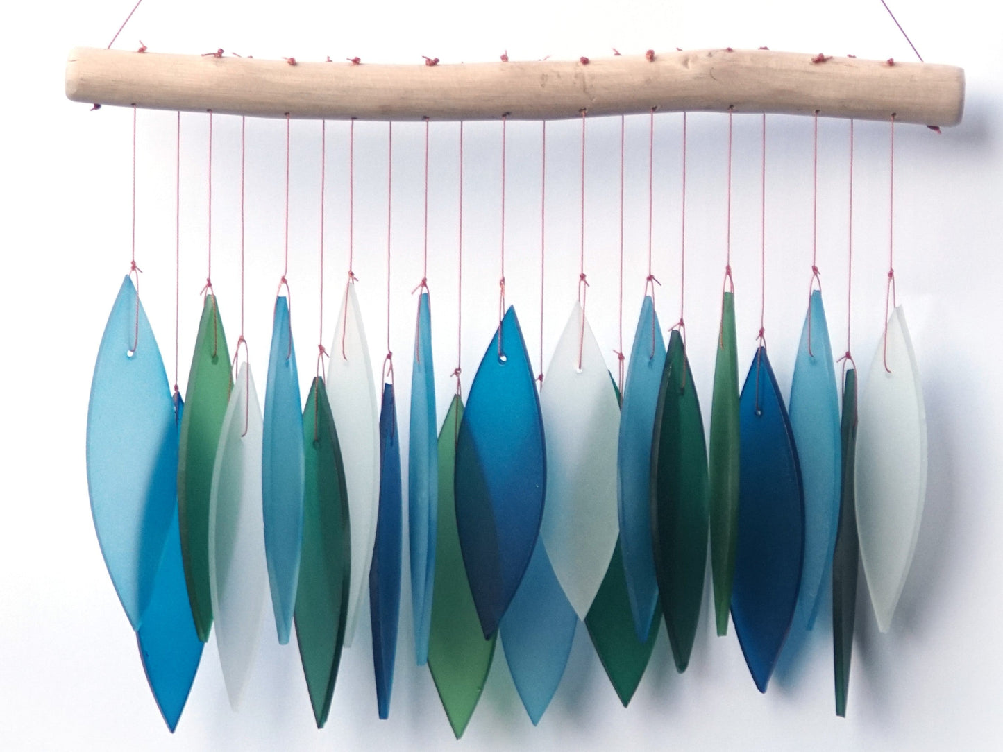 Featherline Blue Lagoon Sea Glass Wind Chime - Coastal Outdoor Decor, Beach House Garden Accent