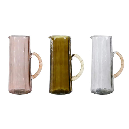 Hammered Glass Water Pitcher, Natural