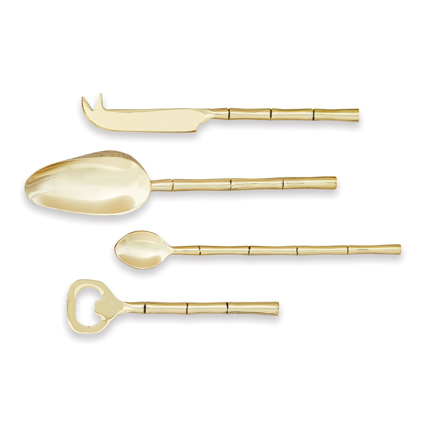 set of four gold bamboo look bar tools