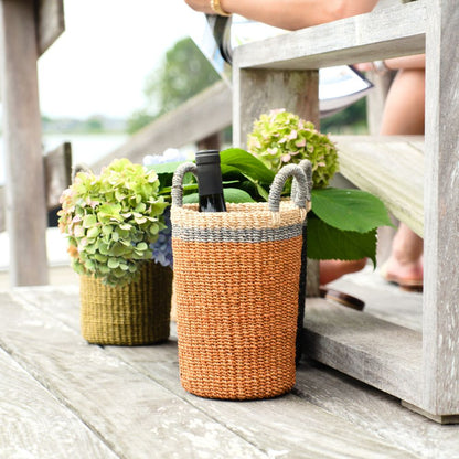 Coral Wicker Basket Vase