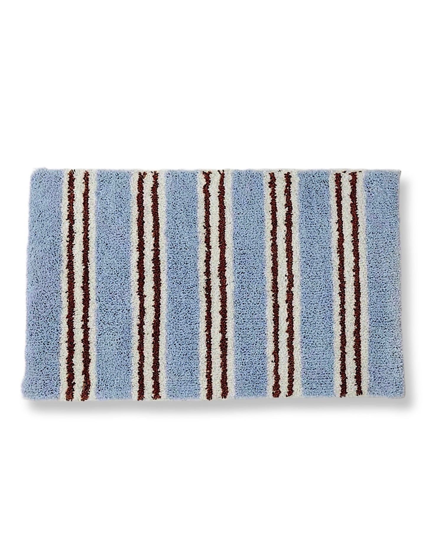 Ultra Soft Retro Blue Stripe Bath Rug - Coastal Striped Bathroom Decor, Beach House Bath Essentials