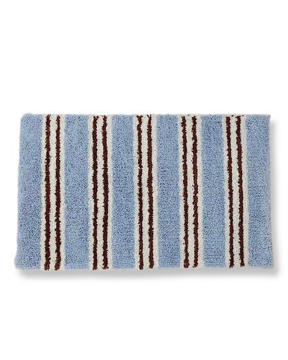 Ultra Soft Retro Blue Stripe Bath Rug