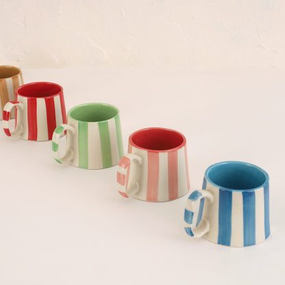 Ceramic Stripe  Coffee Cup - Dark Blue  220ml