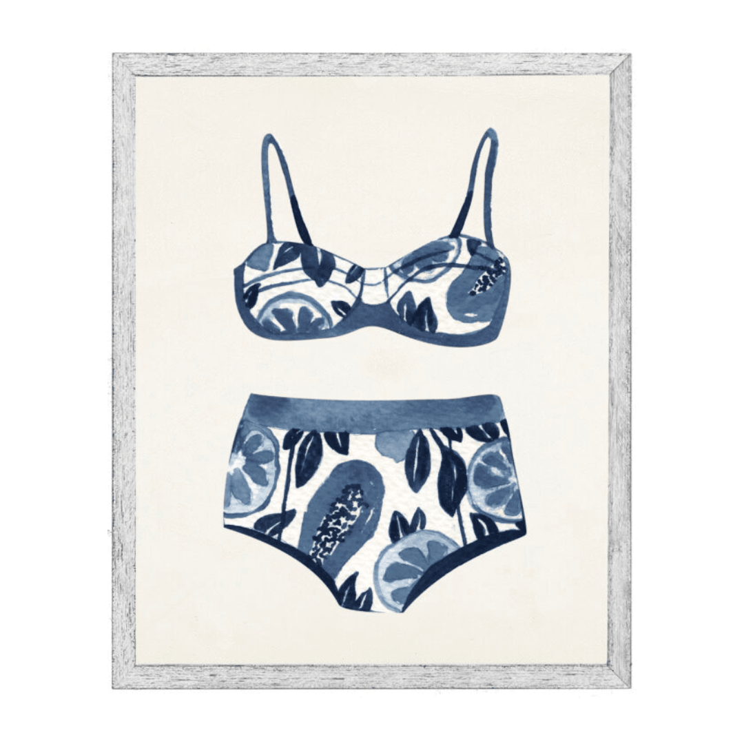 blue bikini beachside art