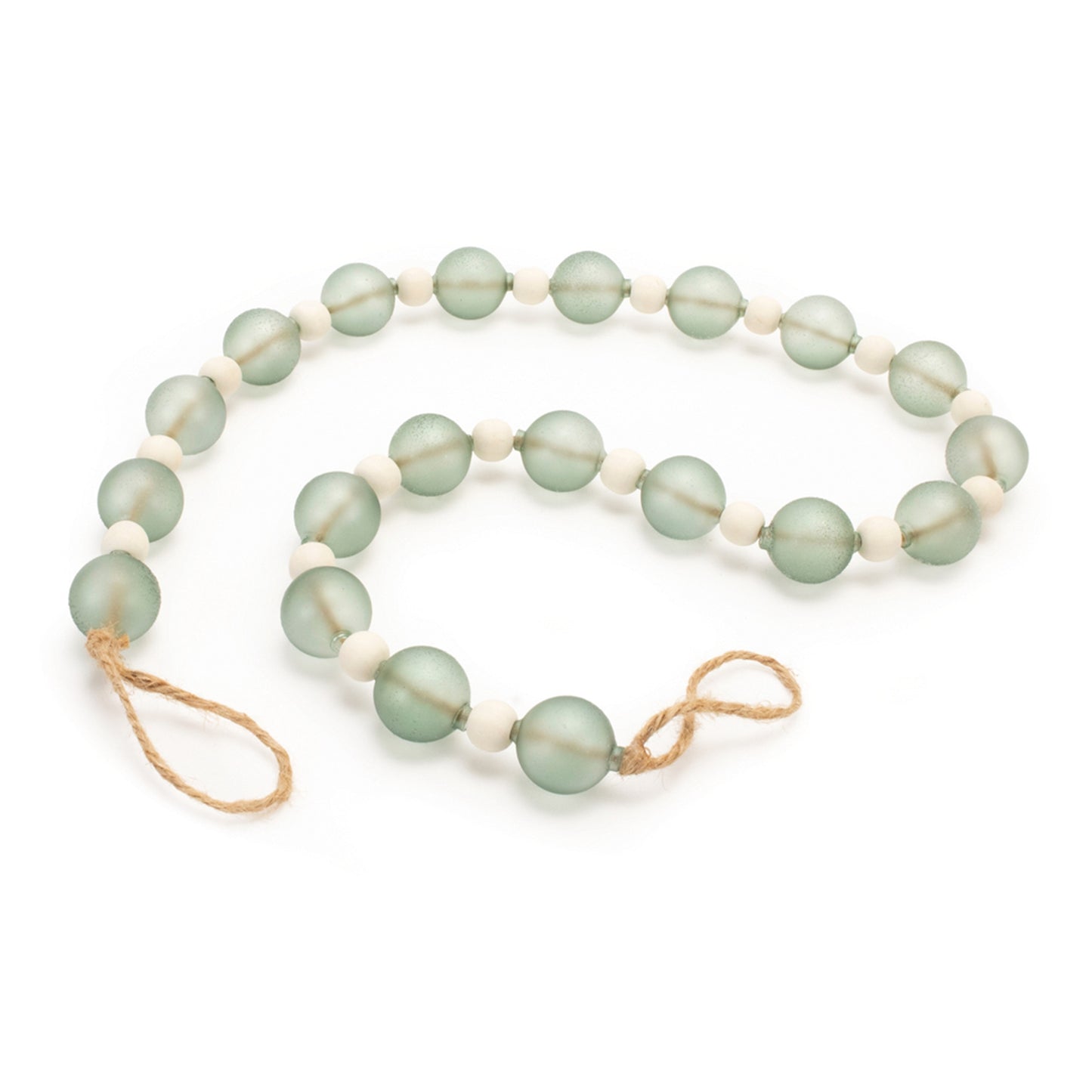 green glass and white bead garland strand