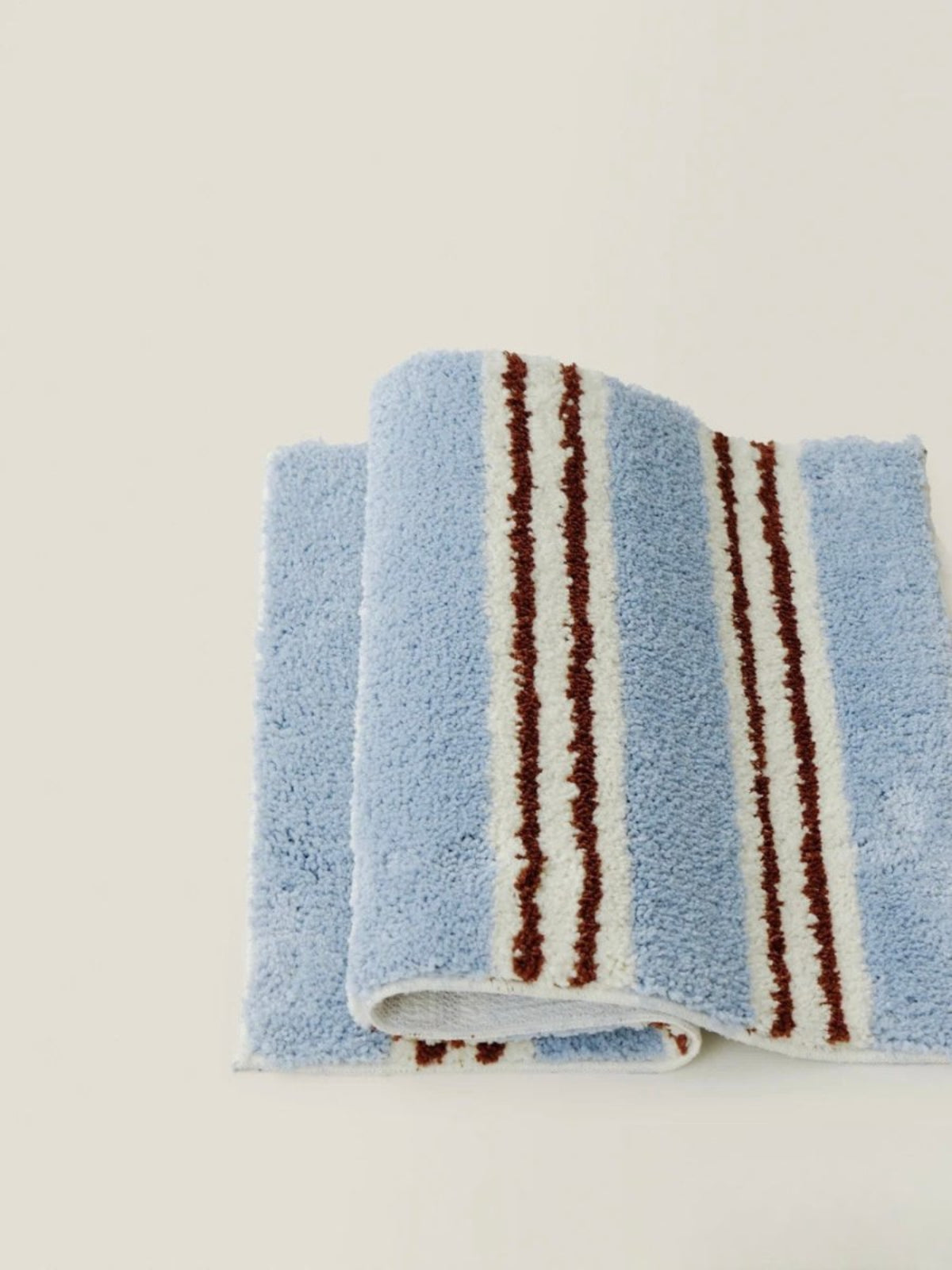 Ultra Soft Retro Blue Stripe Bath Rug - Coastal Striped Bathroom Decor, Beach House Bath Essentials