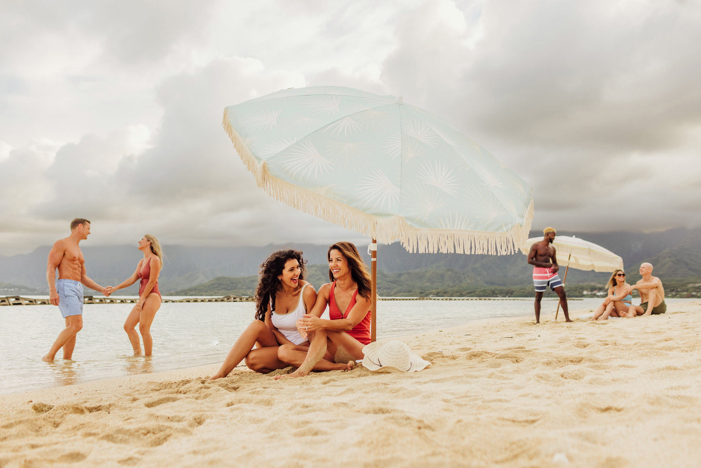 Summerland 6.5 ft. Portable Beach Umbrella - Coastal UV 50+ Sun Shade, Beach House Outdoor Entertaining