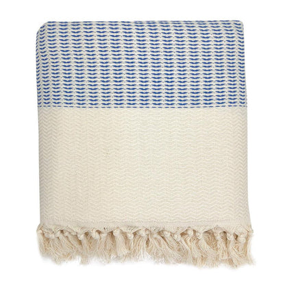 Coastal Throw Blanket - Plush Wavy Turkish Throw, Beach House Bedroom Decor
