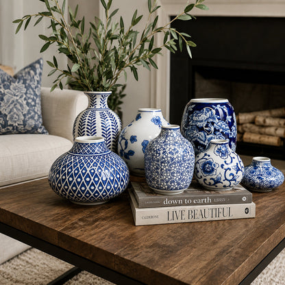 Samira Blue & White Chinoiserie Vases