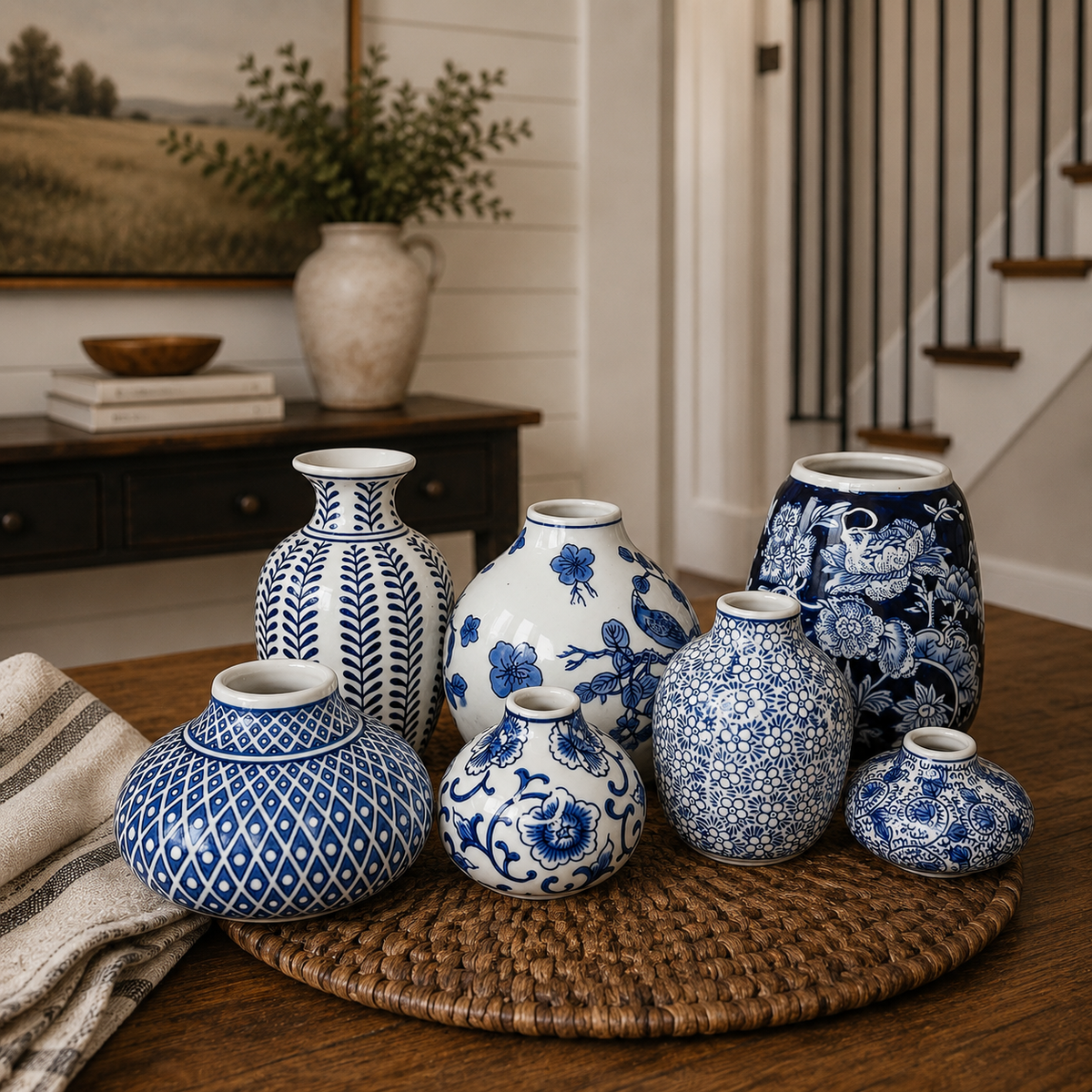 Samira Blue & White Chinoiserie Vases
