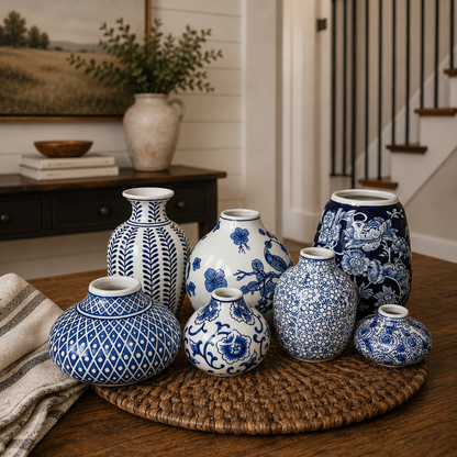 Samira Blue & White Chinoiserie Vases