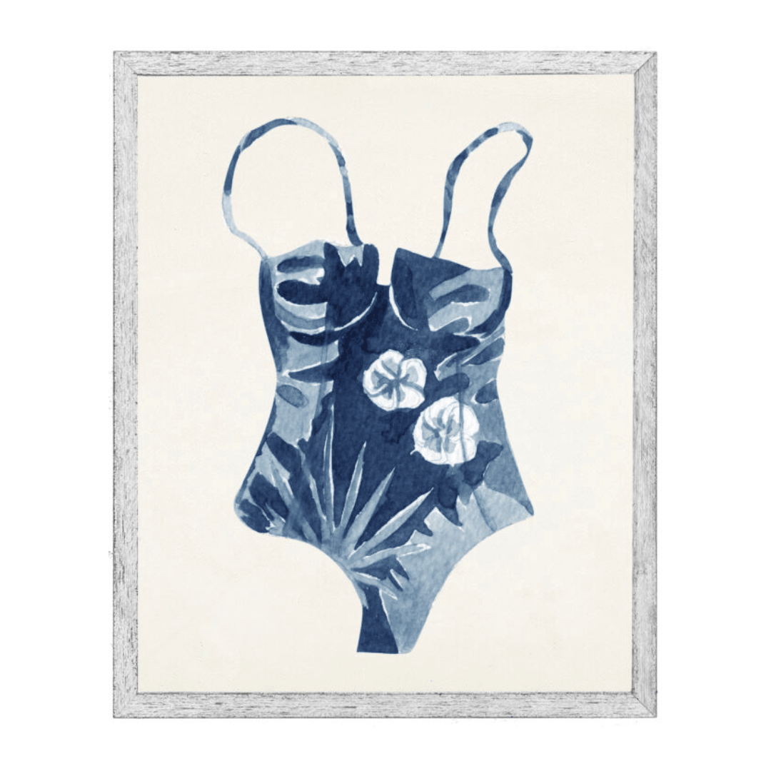 painting of a blue bathing suit