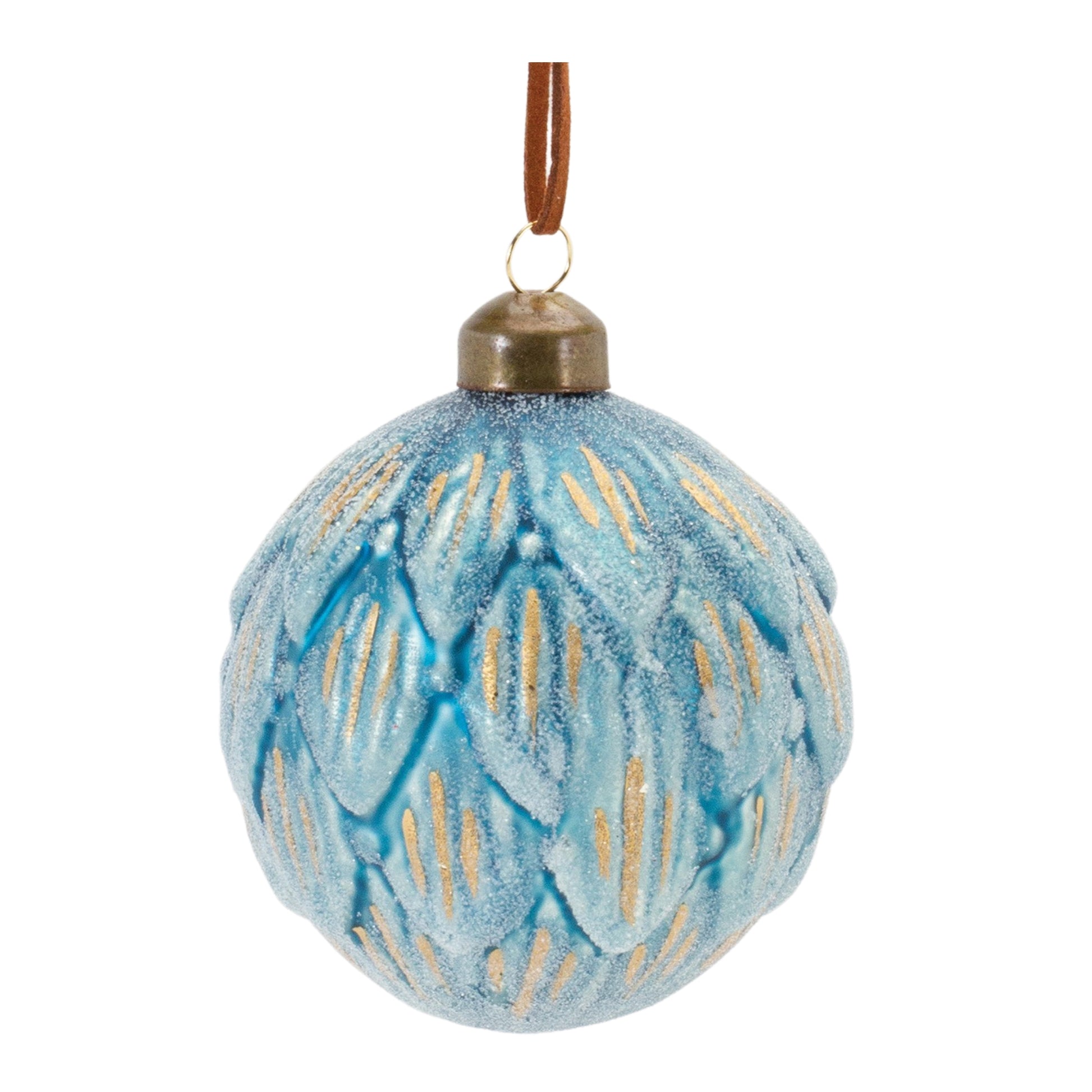 blue and gold glass christmas tree ornament