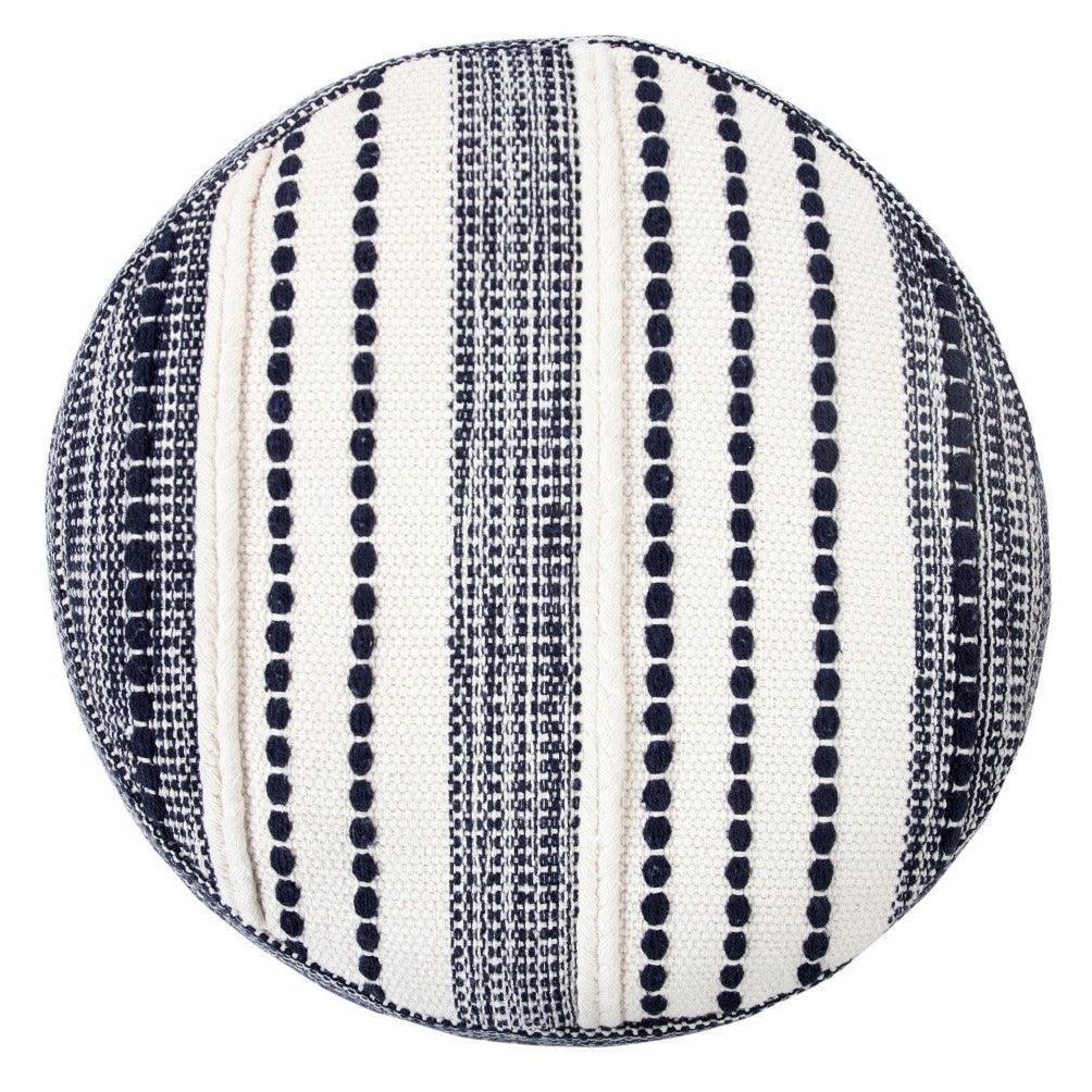 blue and white pouf ottoman