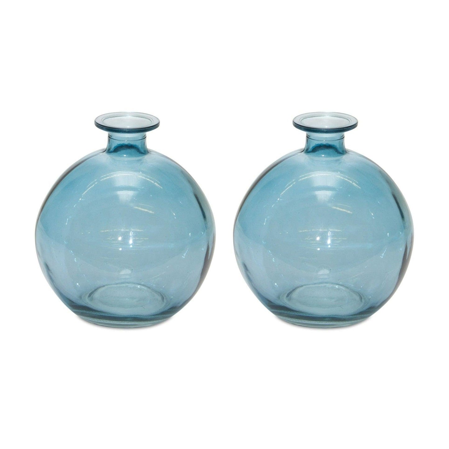 Two blue glass vases 