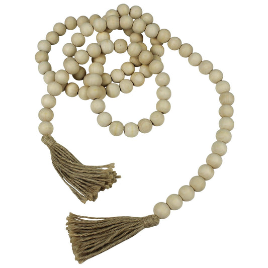 natural wood beads with tassel