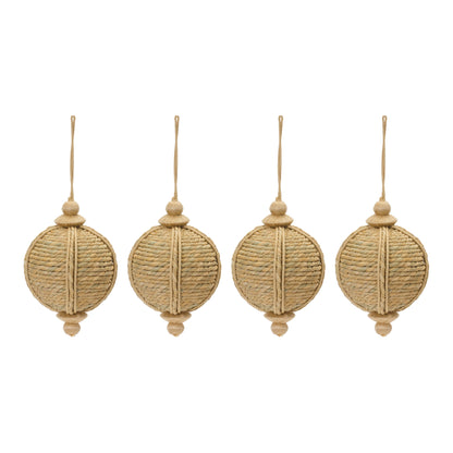 set of four jute christmas ornaments