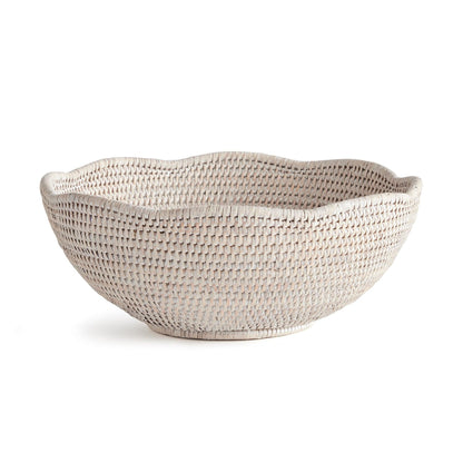 Light color rattan scalloped bowl