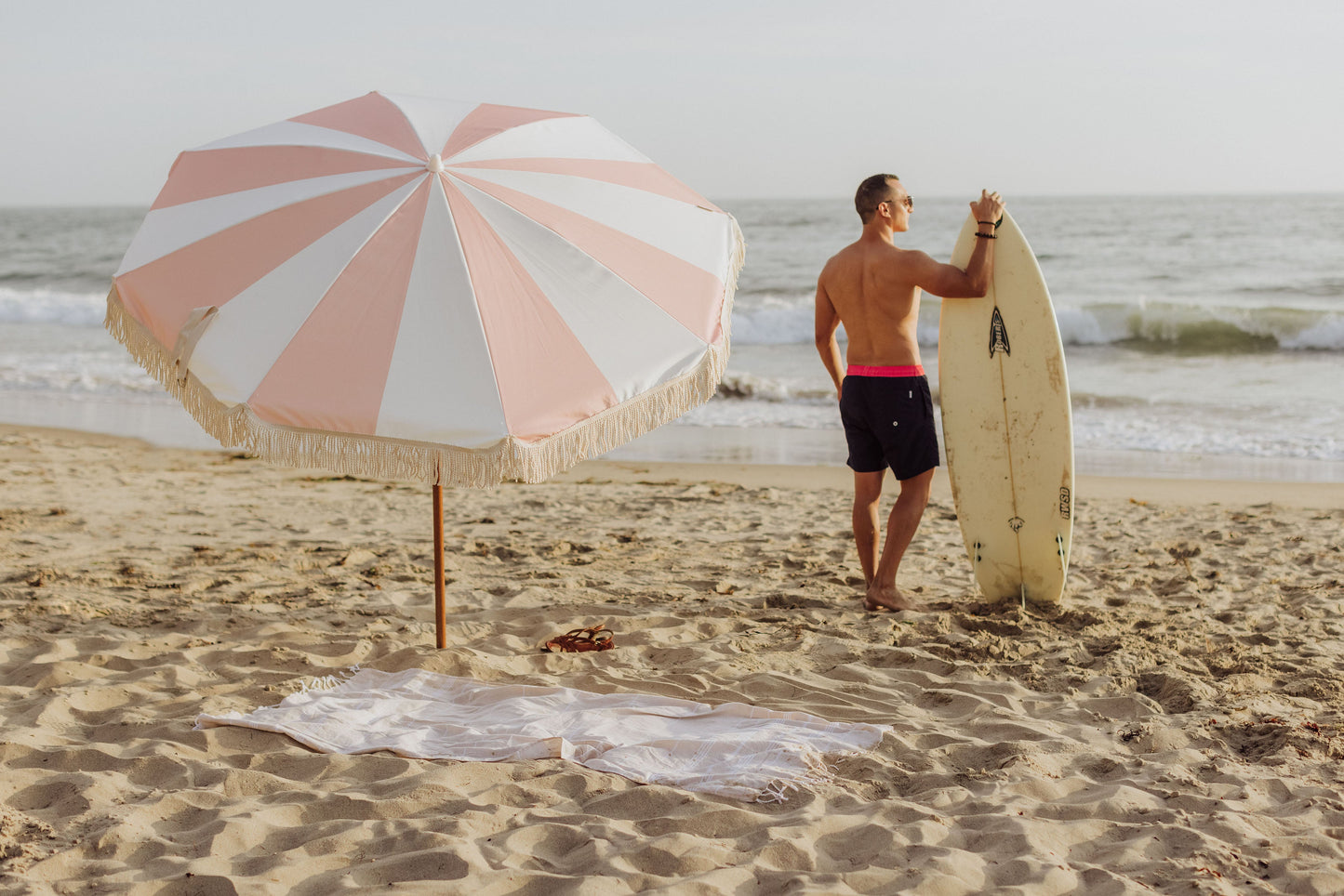 Summerland 6.5 ft. Portable Beach Umbrella - Coastal UV 50+ Sun Shade, Beach House Outdoor Entertaining
