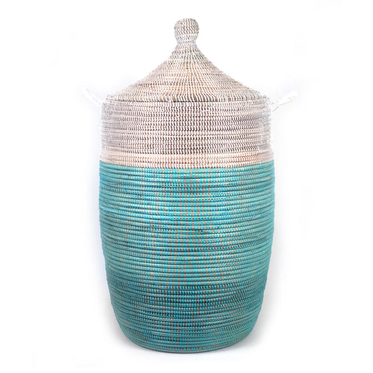 Large Two-Tone Basket - Turquoise + White