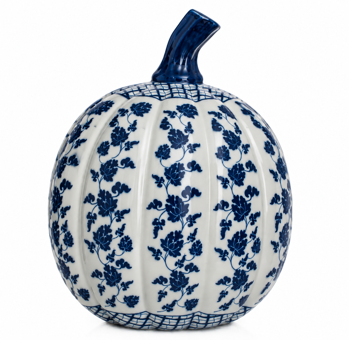 Large Dark Blue Porcelain Pumpkin