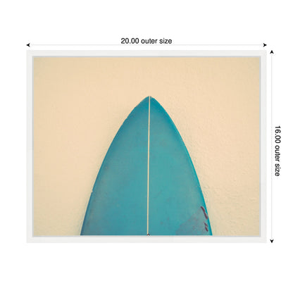 Sylvie Abstract Minimalist Coastal Teal Surfboard Framed Canvas – Art Print