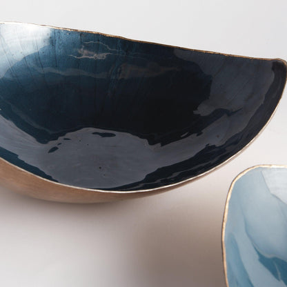 Close up of shiny blue bowl